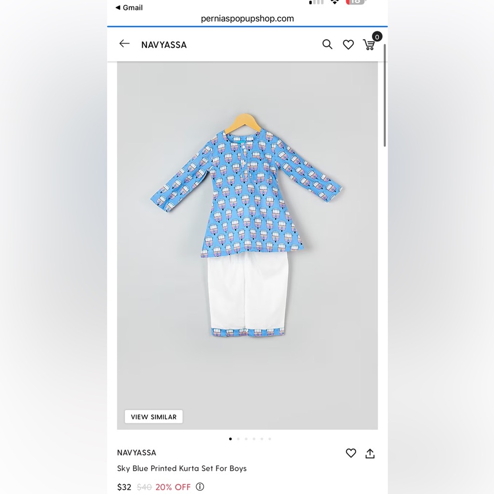 Blue Tuk tuk Rickshaw Print Kurta set